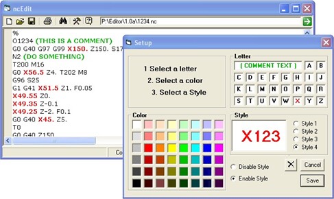cnc editor syntax highlighting